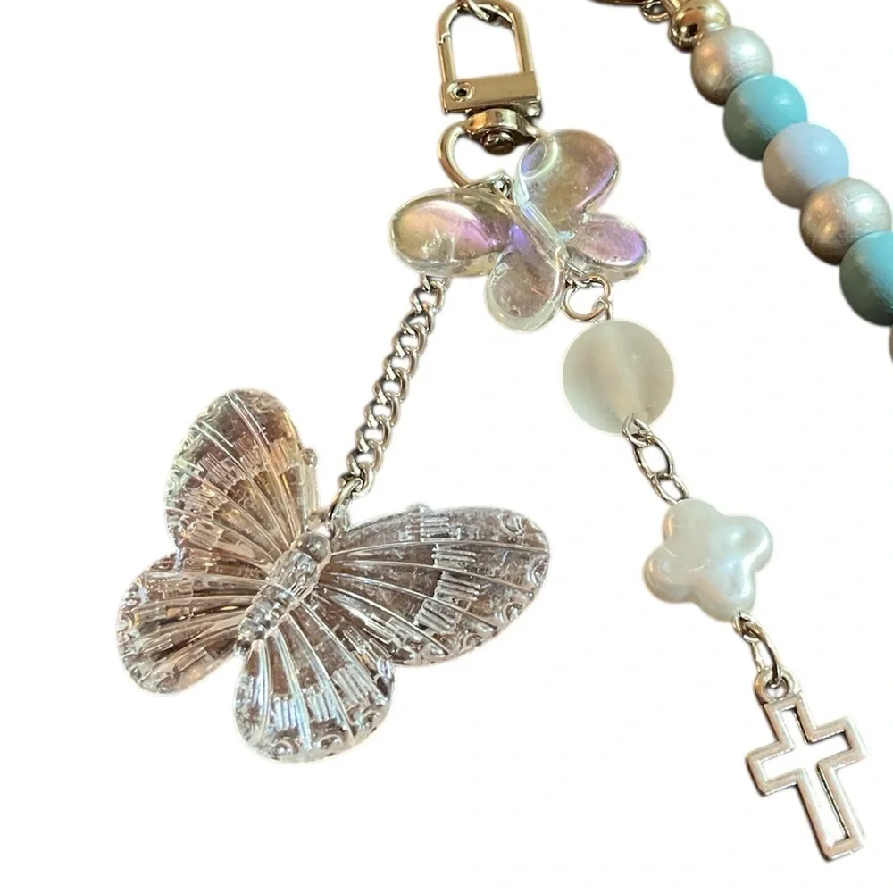 Silver Toned Butterfly Detachable Keychain